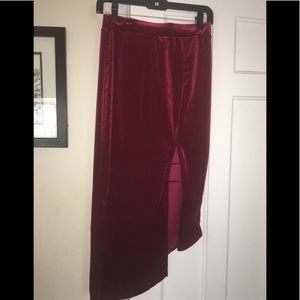 Wine Asymmetrical Skirt